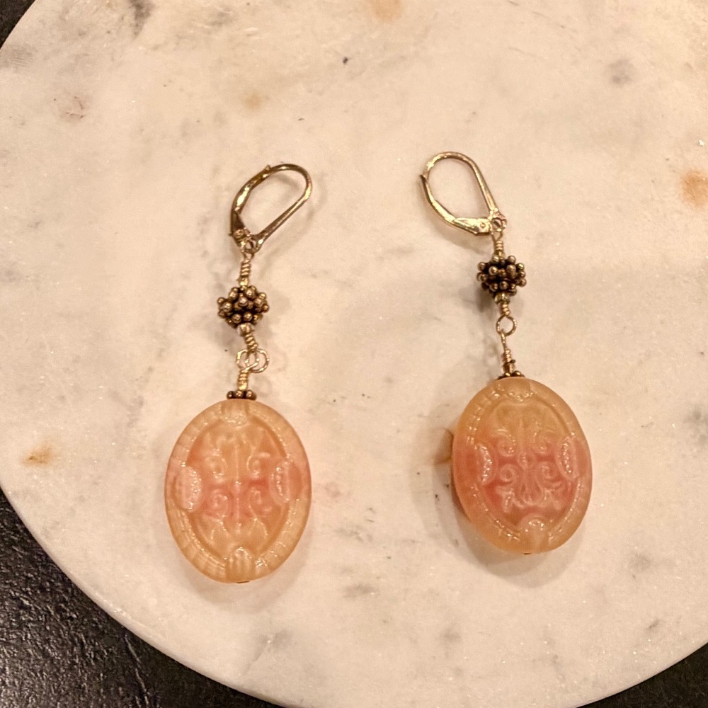 Carnelian Hued Resin Chandelier Earrings